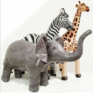 Inflatable Safari 3 Pack, Giraffe, Zebra, Elephant